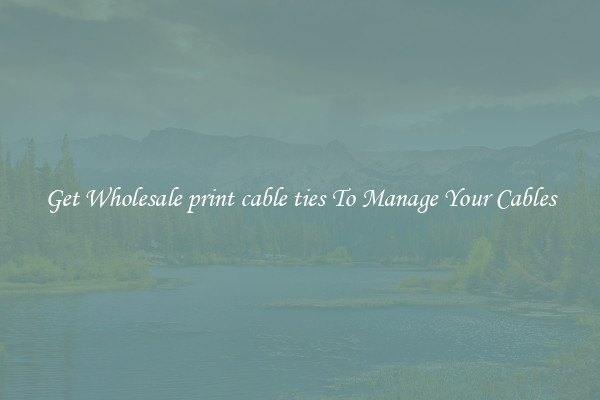 Get Wholesale print cable ties To Manage Your Cables