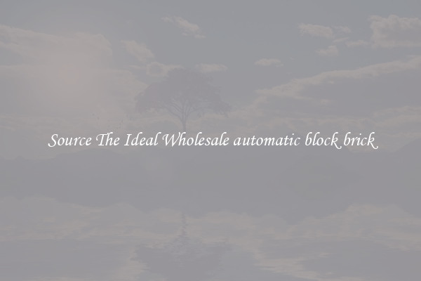Source The Ideal Wholesale automatic block brick
