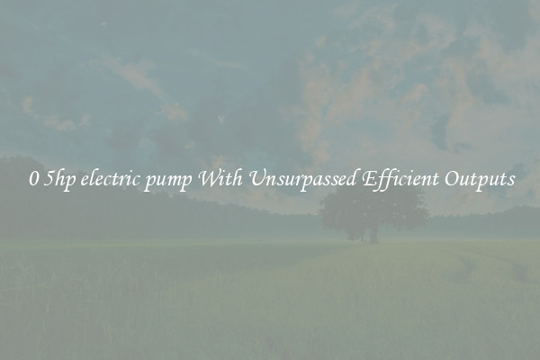 0 5hp electric pump With Unsurpassed Efficient Outputs